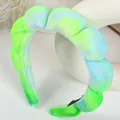 Bandeau éponge nuage tie-dye vert et bleu pour le soin du visage et le maquillage - Tie-Dye Bleu et Vert