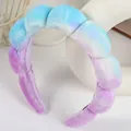 Serre-tête rembourré en éponge nuage tie-dye violet et bleu pour le maquillage - Tie-Dye Bleu Violet