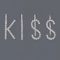 Sparkling silver rhinestone letter hair clips featuring a minimalist KISS design - KISS Letter Style / Silver