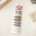 Stylish set of floral and leopard print fabric BB hair clips for girls and children hair - Leopard Stripes Lace Set (10K)