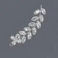 Elegante fermaglio per capelli argentato con cristalli di zircone a forma di foglia - Stile Fogliame Zircone Argento (HS-J6383S) / Argento (HS-J6383S)