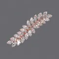 Barrette à cheveux en or rose ornée de cristaux de zircon en forme de feuille. - Pince À Cheveux De Luxe Polyvalente En Or Rose Hs-j6379rg
