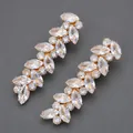 Pince à cheveux de luxe dorée ornée de cristaux étincelants de taille marquise - Style Photo Zircon Or (HS-J7429G)