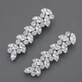 Barrettes élégantes argentées avec des zircons étincelants de taille marquise et ronde - Style Photo Zircon Argent (HS-J7429S)