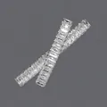 Barrettes à cheveux élégantes argentées serties de zircons cubiques étincelants baguette - Style Simple Zircon Argent (HS-J6380S)
