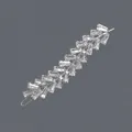 Barrette à cheveux argentée de luxe avec cristaux rectangulaires étincelants motif épi - Style Banquet Zircon Argent (HS-J6382S)