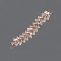 Barrette à cheveux en or rose avec cristaux rectangulaires - Style Banlieue Zircon Or (HS-J6382G)