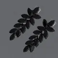 Pinces à cheveux élégantes avec cristaux noirs en forme de feuille, design de luxe chic - Style Luxe Zircon Noir (HS-J6754BLK)