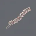 Barrette à cheveux rose doré avec cristaux de zircone en forme de feuille élégante - Style Mariée Zircon Or Rose (HS-J6381RG)