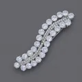 Pince à cheveux de luxe en zircone étincelant avec design ondulé argent - Style Vacances Zircon Argent (HS-J6736S)