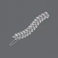 Pince à cheveux élégante en argent avec cristaux de zircon en forme de feuille. - Style Mariée Zircon Argent (HS-J6381S)