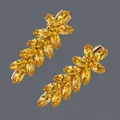Barrette à cheveux luxueuse en zircon jaune motif feuille avec cristaux rose doré - Style Luxe Zircon Champagne (HS-J6754GXB)