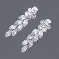 Barrettes à cheveux argentées élégantes avec zircons étincelants en taille marquise - Style Banquet Zircon Argent (HS-J7015S)