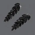 Barrettes à cheveux élégantes en cristal noir pour femmes avec design bec de canard. - Style Ambiance Zircon Noir (HS-J7492BLK)