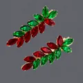 Barrette à cheveux luxe avec cristaux rouges et verts et finition dorée élégante - Style Luxe Demi Rouge Demi Vert (HS-J6754GLH)