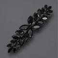 Élégante pince à cheveux feuille noire avec cristaux de zircon pour le quotidien - Style Quotidien Zircon Noir (HS-J7491BLK)