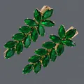 Élégante pince à cheveux avec cristaux marquise vert émeraude et finition dorée - Style Luxe Zircon Vert (HS-J6754GGREEN)