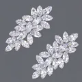 Élégante pince à cheveux en forme de feuille avec cristaux de zircone argentés pour femme - Style Princesse de la Forêt Argent (HS-J7016S)