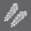 Pince à cheveux de luxe en forme de feuille avec cristaux de zircone marquise clairs - Style Ambiance Zircon Argent (HS-J7492S)