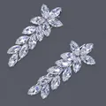 Barrette à cheveux élégante avec cristaux de zircone en forme de feuille argentée - Style Luxe Zircon Argent (HS-J6754S)