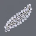 Pince à cheveux argentée élégante avec des oxydes de zirconium poire étincelants - Style Banquet Reine Argent (HS-J6734S)