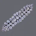 Barrette à cheveux de luxe avec zircones étincelantes et cristaux en argent - Style Soirée Fête Argent (HS-J6733S)