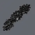 Pince à cheveux vintage élégante avec cristaux de zircon noir taille marquise - Style Premium Branche Noir (HS-J7490BLK)