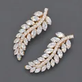 Élégante pince à cheveux feuille avec cristaux marquise et une finition dorée - Style Fille Branche Or (HS-J7421G)
