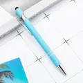 Light blue aluminum retractable ballpoint pen with a capacitive stylus touch tip - 1.0mm Bullet Tip / Light Blue (Black Ink)