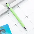Light green metal stylus ballpoint pen with aluminum barrel for touch screens - 1.0mm Bullet Tip / Light Green (Black Ink)