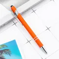 Elegant orange metal ballpoint pen with capacitive stylus tip for touch screens - 1.0mm Bullet Tip / Orange Red (Black Ink)