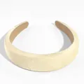 Elegant champagne textured satin padded headband designed for high cranial top volume - Light Champagne