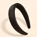 Elegant black padded satin headband with high top design for women's hair styling - Black