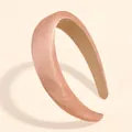 Elegant champagne satin padded headband with textured herringbone pattern for hair volume - Deep Pink