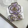 Set of lavender and gold camellia flower hair claw clips for women stylish hair accessories - Purple Rose Jelly Set With Gold-edged Clasp (includes Card)