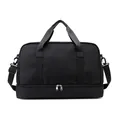 Large capacity black travel bag with dry wet separation compartment for gym and travel - One Size / Black