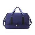 Dark blue large capacity travel duffel bag with wet dry separation compartment - One Size / Dark Blue