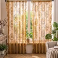 Elegant French vintage gold lace sheer curtain with intricate floral embroidery detail - Orange-yellow Round Mirror Flower