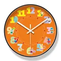Colorful cartoon animal educational wall clock for kids bedroom decor silent movement - Silent Blue Core - Cartoon Animal Black Frame (6363-W) / S