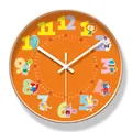 Vibrant orange cartoon wall clock for kids learning with silent quartz movement - Silent Blue Core - Cartoon Animal Gold Frame (6363-W) / S