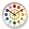 Colorful educational silent quartz wall clock for children learning time at home - Basic Quartz - Colorful Education Gold Frame (6365-B) / S