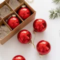 Glossy red 6cm glass Christmas ornaments set in a protective kraft paper gift box - 6cm / Red Series