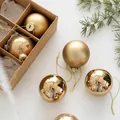 Set of 6cm gold glass Christmas balls with matte and shiny finishes for tree decor - 6cm / Gold