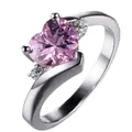 Elegant pink heart-shaped zircon ring with silver finish for wedding or engagement gift - US 7 / Silver Pink Zirconia