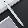 Premium 6-in-1 silver metal multifunctional tool pen featuring ruler scales and stylus tip - Style B / Silver