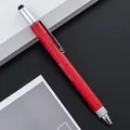 Red 6-in-1 multi-functional metal tool pen with ruler and capacitive stylus tip - Style B / Red