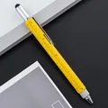 Professional yellow 6-in-1 multi-functional tool pen with ruler and stylus tip - Style B / Bright Yellow