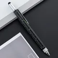 Professional 6-in-1 multi-functional black metal tool pen featuring ruler and level - Style B / Black