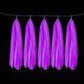Purple tissue paper tassels hanging garland for birthday party and wedding decoration - Purple Neon Paper Tassel
