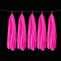 Fluorescent pink party tassel garland for graduation birthday party celebrations - Rose Red Neon Paper Tassel